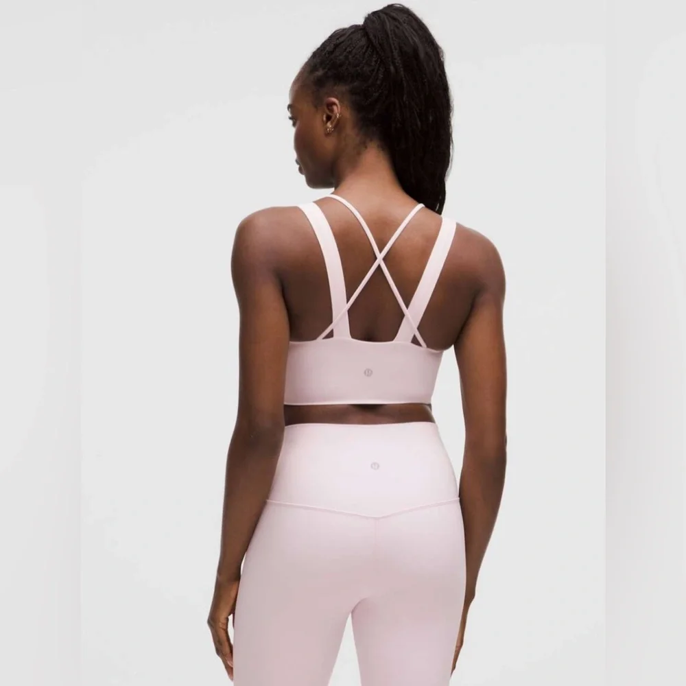 LULULEMON - Like a Cloud Longline Bra D/DD *Ribbed in Blissful Pink. Size 10 - Picture 2 of 7